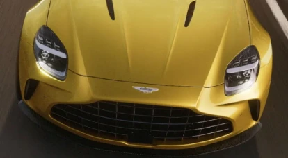 Top view of a yellow Aston Martin Vantage