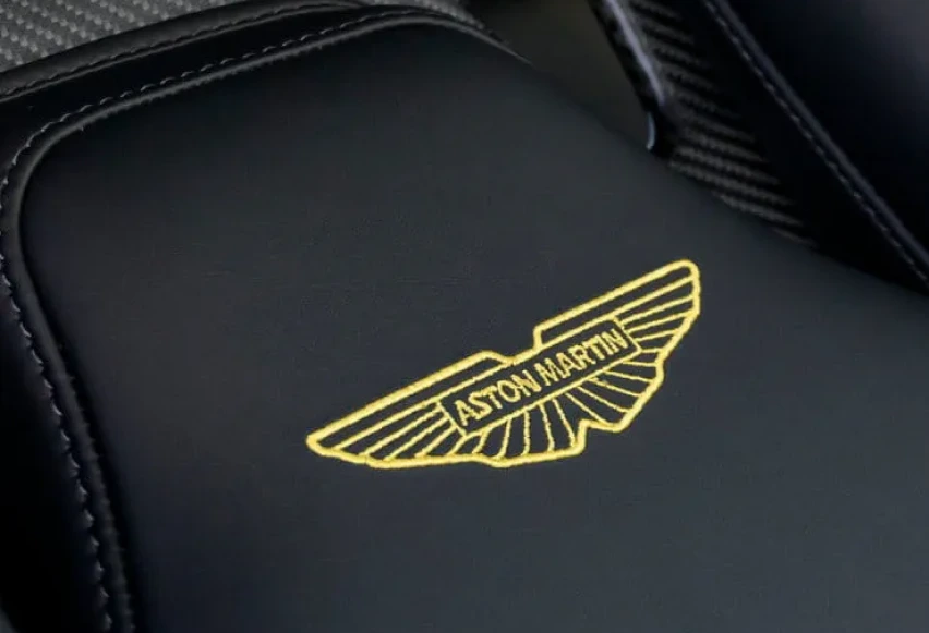Upclose view of Aston Martin Vantage leather seat